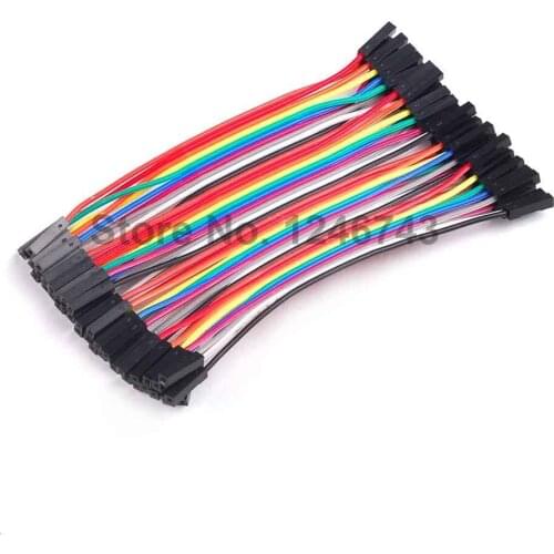 40PCS=1Row 10cm 2.54mm 1Pin 1P-1P Female to Female Jumper Wire Dupont Cable