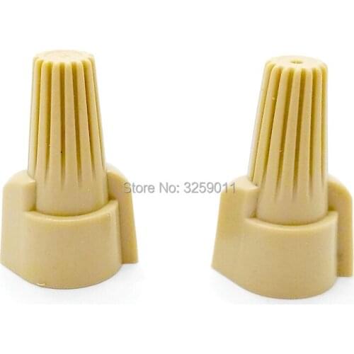 50PCS Screw-On Winged Wire Connectors P 12 Tan Nylon Double Wings close end wire Cap terminal 22-8 AWG