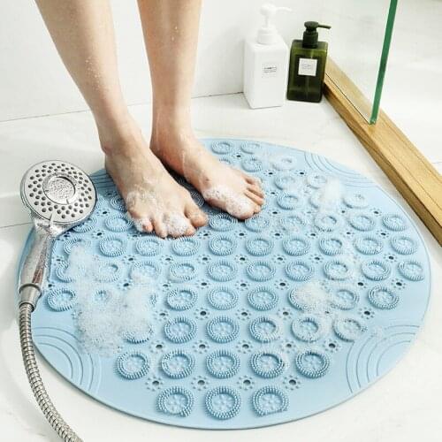 55cm Non-slip Round Bathroom Mat Safety Shower Bath Mat Plastic Massage Pad Floor Drainage Suction Cup Bath Mat Bathroom Carpet