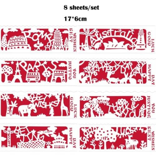 8pc Landscape Stencils DIY Layering Stencils Painting Scrapbook Coloring Embossing Album Decorative Painting Template Reusable