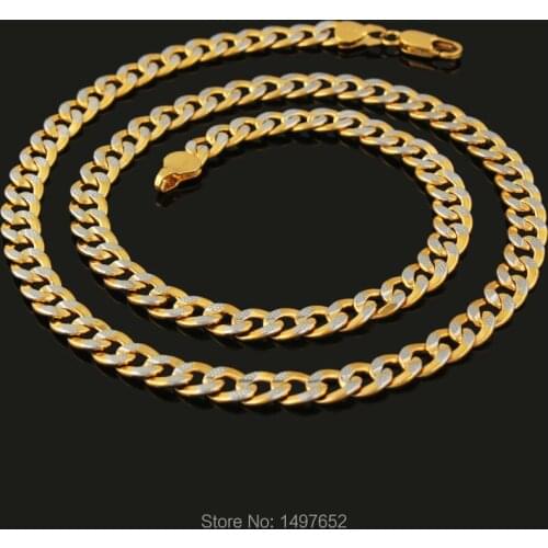 Adixyn 6mm Gold Filled Wholesale Women Mens Chain Ladies Boys Hammered Cut Round Curb Cuban Necklace