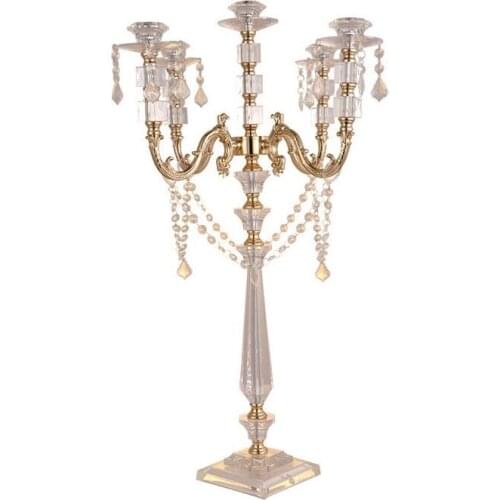 Acrylic Candle Holders Candelabras With Crystal Pendants 77 CM/30" Height Marriage Candlestick Wedding Centerpieces Home Decor