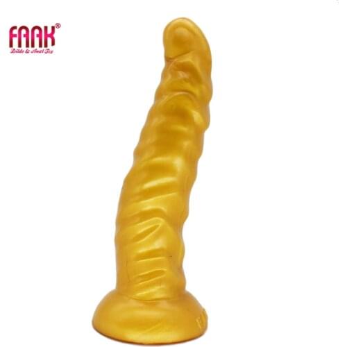 FAAK Silicone golden anal plug S shape g-spot stimulate erotic products female male masturbator dildo with suction cup