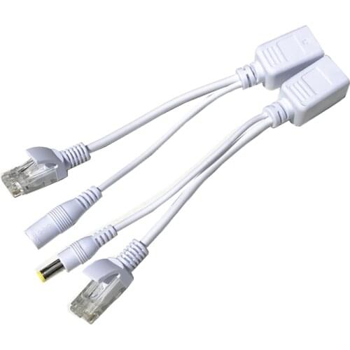 White POE Splitter & POE Injector RJ45 To Power Input / Output Synthesizer Separator Combiner POE Adapter Switch Cable 10Pair
