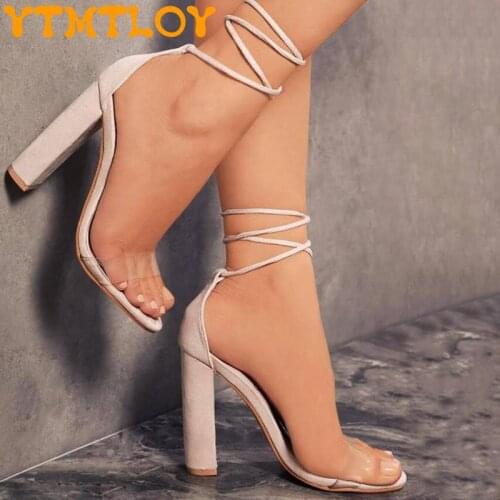 2021 summer new fashion cross strap suede high heel sandals elegant fashion all-match banquet sexy thick heel high heels