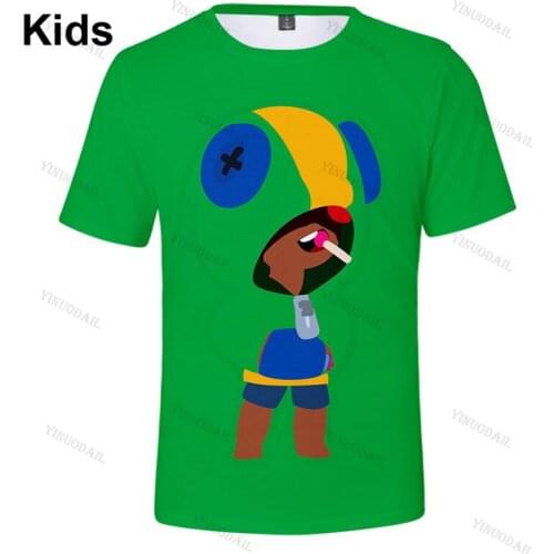 Browlers 8 To 19 Years Kids Shirt Cartoon Tops Teen Clothes POCO Shelly Shooter Game Leon 3D Printed T-shirt Boys Girls