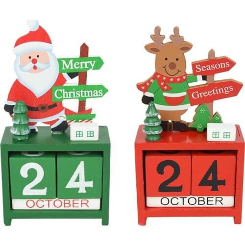 Wooden Christmas Calendar Advent Countdown Santa Claus Calendar Xmas Ornaments Navidad Natal Noel Party Decoration Dropshipping