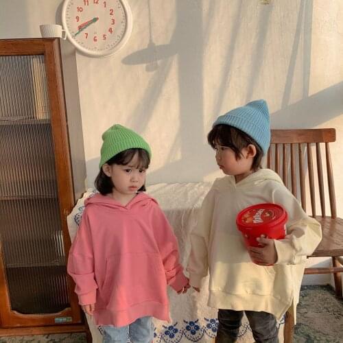 Childrens Knitted Sweater Jacket Boys And Girls Pullover Long-Sleeved Hooded Tops
