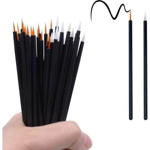 50PCS Disposable Eyeliner Brushes Makeup Applicator Super fine Nylon Eye Liner Professional Brush Wholesale