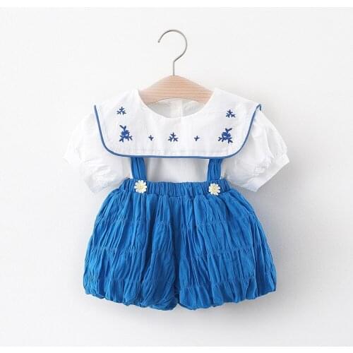 2 Piece Suits Baby Girls Overalls T-shirt Summer Newborn Infants Clothes Sets Children Suspenders Trousers Dungarees 1 2 3 Year