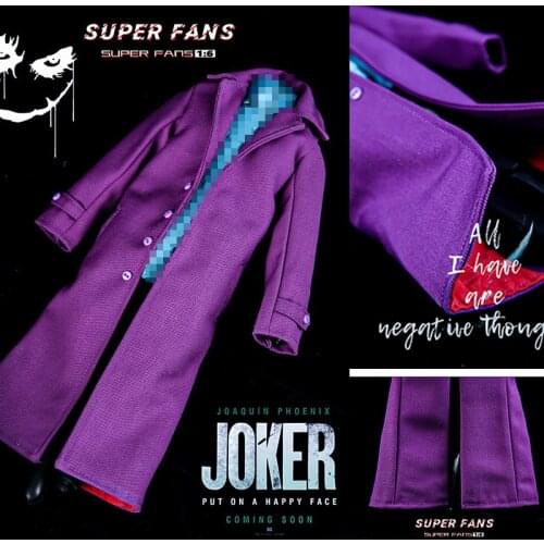1/6 Scale Male Soldier Purple Coat Model Clown Windbreaker Fit for 12in Action Figure Toy