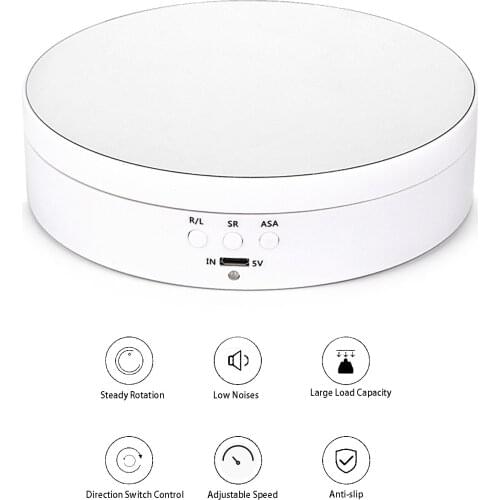 Motorized Rotating Mirror Display Stand Turntable Show Case for Display Jewelry, Watch, Digital Product, White