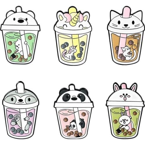 Cartoons Cup Lapel Pins Enamel Badges Cute Anime Brooches On Backpack Mini Decorative Badges Pins Jewelry Brooches Accessories