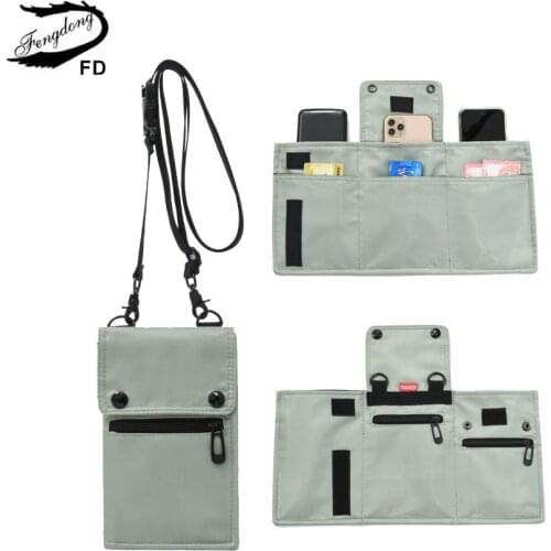 Fengdong men mini crossbody bag phone pouch small one shoulder mobile phone bag male ID credit card case boy gift money pocket