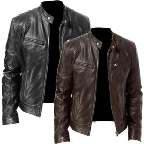 Men Autumn Winter Fashion Motorcycle Waterproof Leather Jacket Casual Warm Lined Zipper Coat Slim Fit Biker Outewear