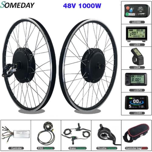 SOMEDAY 48V 1000W Ebike Conversion Kit Rear BLDC Hub Motor Wheel 20-29 inch 700C Wheel For Electric Bicycle Conversion Kit