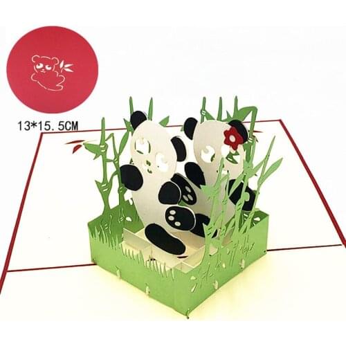 10pcs Handmade 3D Pop Up Card Panda Paper Greeting Kirigami Card Happy Birthday Invitation Card Postcards Kids Thanksgiving Gift