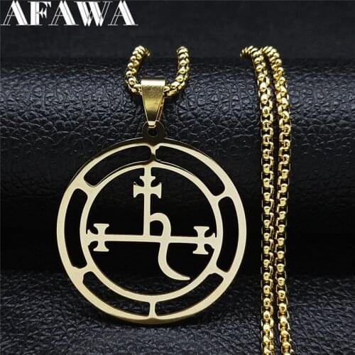 Stainless Steel Demon Seal Necklace for Men/Women Gold Color Satan LILITH Chain Necklaces Jewery colares feminino NXS03