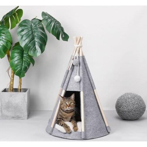 Portable Pet Tent Dog House Creative Grey Cat Bed With Thick Cushion Available for Dog Puppy Pet Houses Small Animals Bed Mats