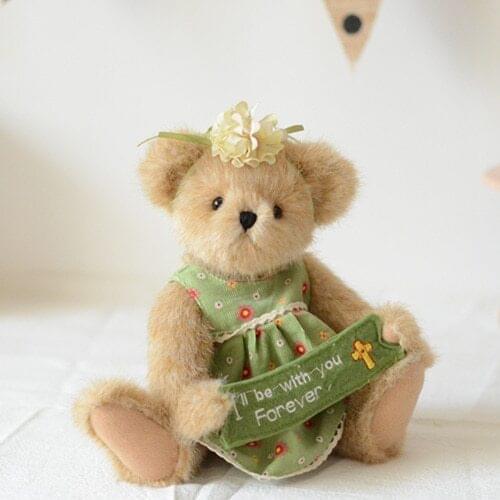 Teddy bear plush stuffed toys with green dress plush joint teddy bear doll kids toys girl birthday gift home Shop Decor Triver