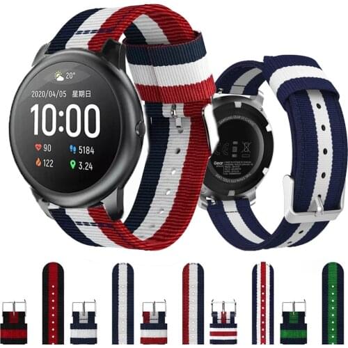 Striped Nylon Strap Watchband for Xiaomi Huami haylou solar ls05/Amazfit 2 2S/GTR 47mm Bracelet EasyFit Wristband Accessories
