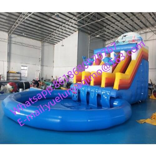 Manufacturers sell inflatable dolphin water slide swimming pool
