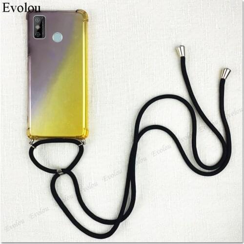 Airbag Shockproof Silicone Case For TECNO Spark 7 Pro pova 6 5 air 4 Lite Go 2020 CD7 LC8 Cases Rainbow Gradient Lanyard Cover