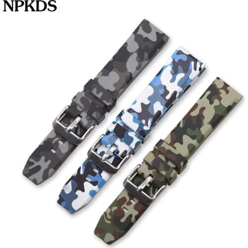 20mm 22mm 24mm Silicone Watchband Sports Camo Printed Rubber Waterproof Replacement Bracelet Band Strap Watch Accessories