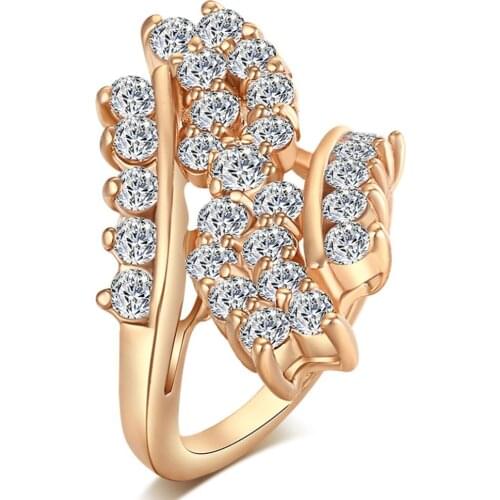 Luxury Fashion Zircon Engagement Rings for women Gold color Wedding rings female anel Austrian Crystals Jewelry top quality New