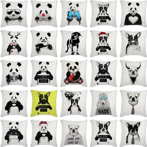 Christmas gifts cushion cover 45*45cm Pillowcase sofa cushions Pillow cases Cotton Linen pillow Panda covers Throw Home Decor