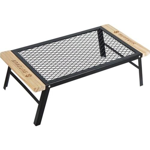 Folding Grill Campfire Grill Camping Barbecue Grate Desk Iron Camping Table Portable Picnic Rack Heavy Steel Grating Outdoor