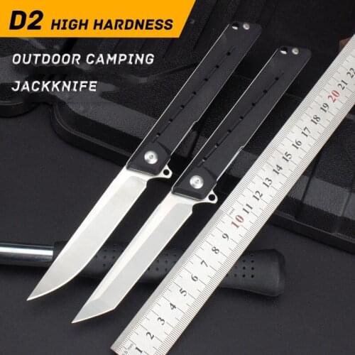 Folding Knife G10 Handle D2 Bearing Tactical Pocket Knives Outdoor Self Defense Hunting Camping Saber Cutter Fruit Knife EDC Too