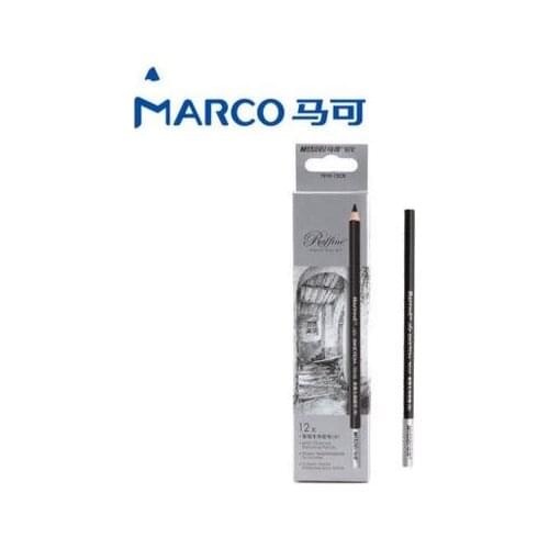 12 pcs/lot MARCO 7010 Charcoal Sketch Carbon Pen Charcoal Painting Charcoal Sketch Pen Soft Medium Hard