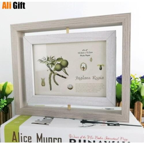 Rotating Photo Frame Wooden Picture Frames Wall Photo Frame Nordic Photo Dispaly Living Room Poster Photo Picture Holder Decor