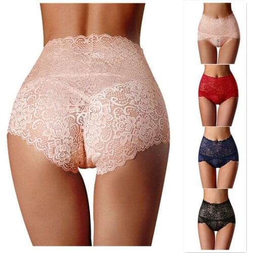 Ladies Hollow Out Underwear Women Fashion Lace Mesh Floral Lingerie Female Seamless Comfortable Knickers Briefs Plus Size
