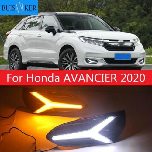 1 Set For Honda AVANCIER 2020 DRL Daytime Running Lights Daylight 12V ABS Fog Lamp Cover With Turn Yellow Signal Light