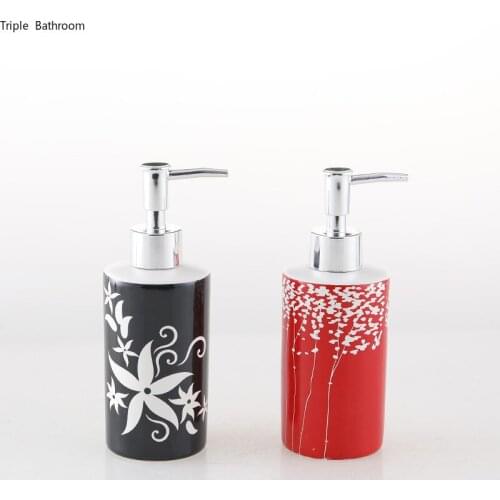 1 pc 260ml Red Shampoo Dispenser Modern Style Ceramics Shower Gel Bottles Wristband Hand Dispenser Bathroom Accessories