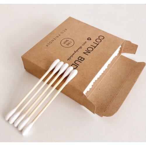 100pc/Pack Double Head Bamboo Cotton Swab Adults Makeup Cotton Buds Plastic-Free Wood Sticks Nose Ears Cleaning Health Tools