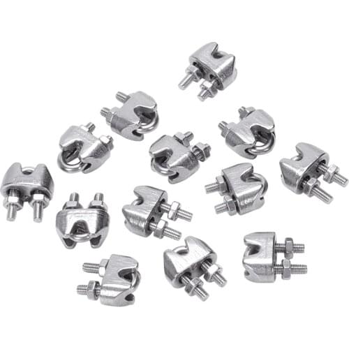 2mm 1/16 Inch Stainless Steel Wire Rope Cable Clamp Fastener 12pcs