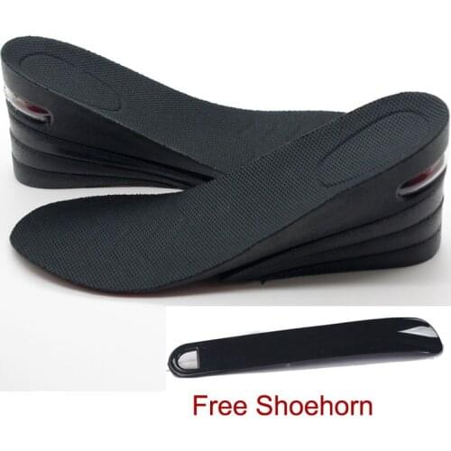 3-8cm Height Increasing Mens PU Adjustable Elevator insole Lift Inserts Shoes Pad 4 Layers Increased Height for Men