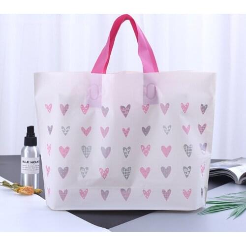 50PCS / LOT Clothing Plastic Tote Bag Custom PE Bag Little Love Gift Packaging Shopping Bag Clothing