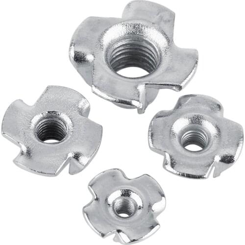50pcs M3/M4/M5/M6 / 30pcs M8 Zinc Plated Carbon Steel Four-Pronged T Nut For threaded socket in wood and chipboard