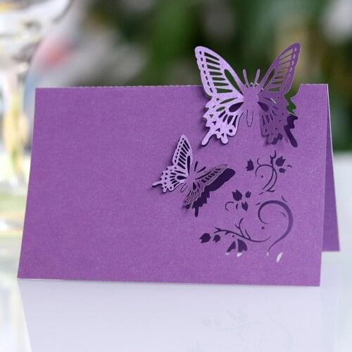 50pcs Popular Laser Cut Butterfly Shape Place Cards Wedding Name Cards For Wedding Party Table Decoration Wedding Decor