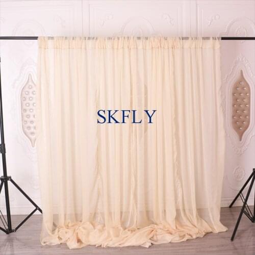 BC002D new custom made wedding birthday party champagne pink sheer voile curtain panel photography backdrop with rod pocket