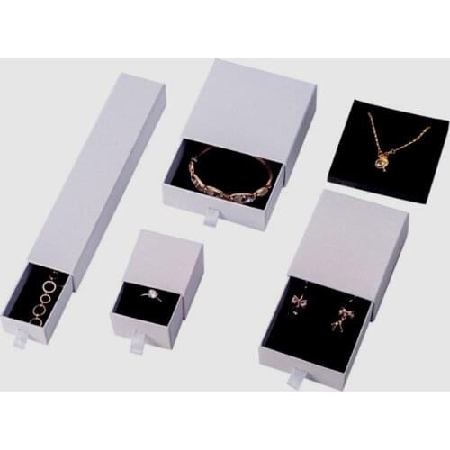 Customized logo White Drawer Box Earring Jewelry Packaging White Box Black Kraft Paper Box Ring 5*5*3.2cm Wholesale 60pcs/lot