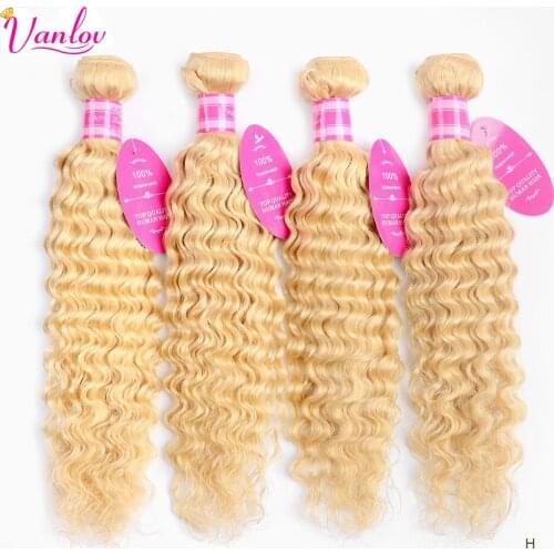 Vanlov Blonde Human Hair Bundle 613 Brazilian Deep Wave 100% Human Hair Bundles Weave Hair Weave Bundles 4pc/lot Remy Human Hair