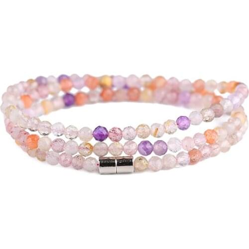 Fine Super Seven Duobao Natural Crystal Bracelets Three-circle Faceted Bracelets for Women Girl Beauty Crystal Bracelet Jewelry