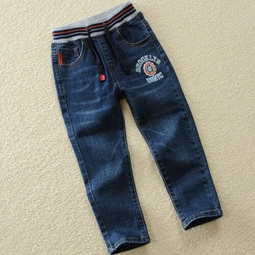 Spring and Autumn New Childrens Pants Childrens Big Boys Boys Jeans Trousers Elasticity Foreign Trade Childrens Wear Autumn