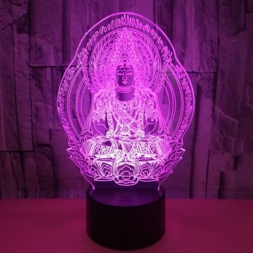 Buddha 7 Color Change 3d Night Light LED Bluetooth Speaker Table Lamp for Home Living Room Bedroom Decor Lighting Creative Gifts