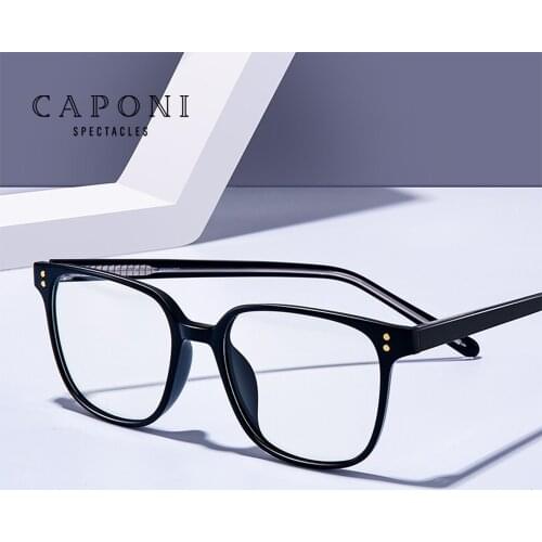 CAPONI Blue Light Glasses Computer Eyeglasses Frames For Men Anti Blue Ray Clear Glass Transparent Frame Fashion Eyewear JF1922